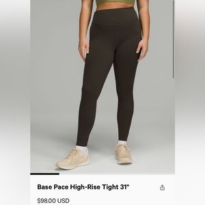 Lululemon Base Pace High Rise leggings size 12